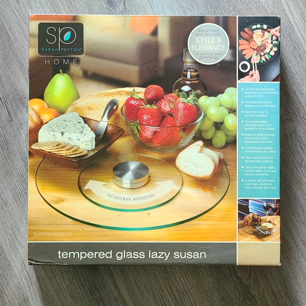 Sarah Peyton- glass lazy susan *new in box